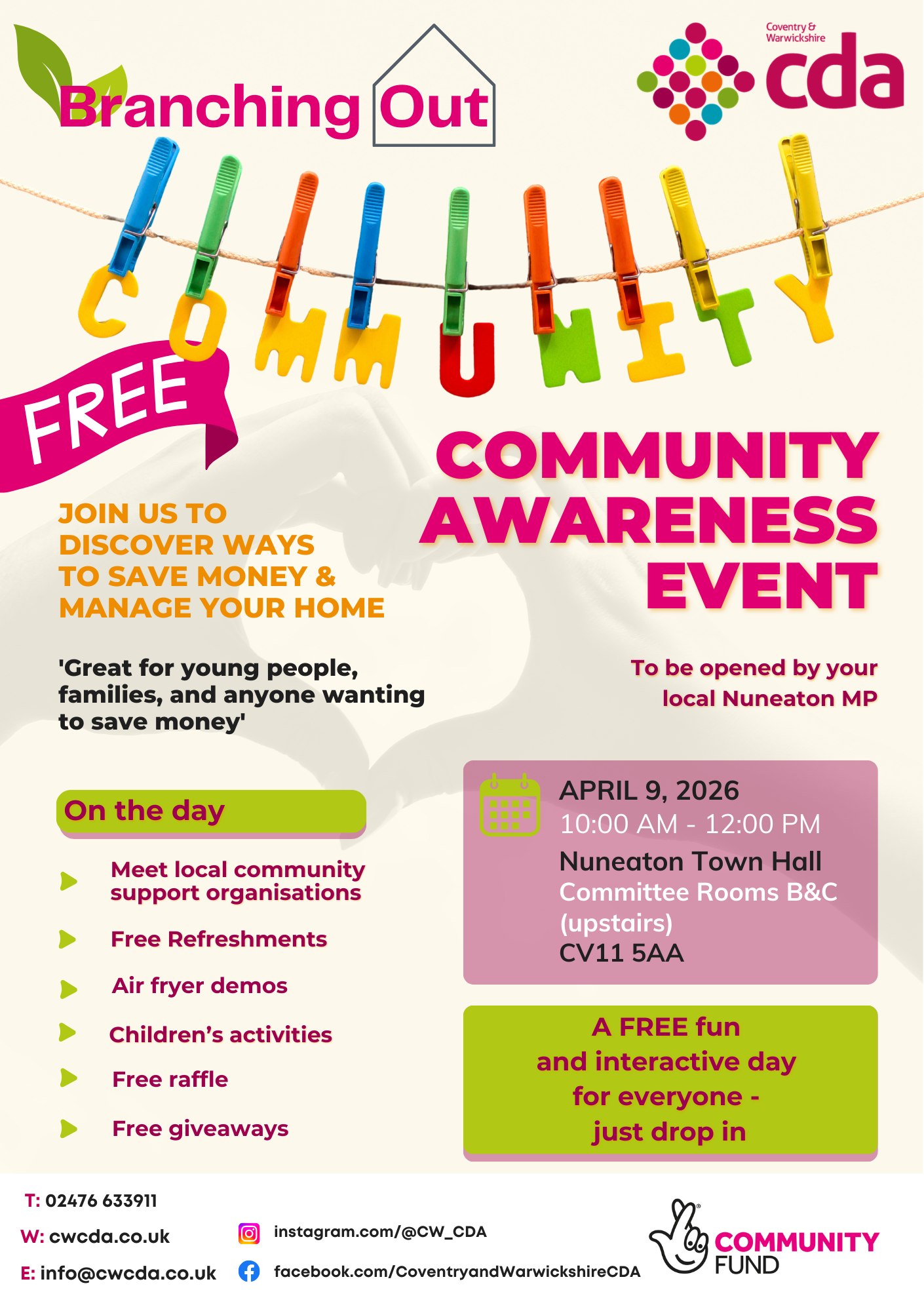 Featured image for “Community Awareness events- Warwickshire-7 & 9 April 2026”